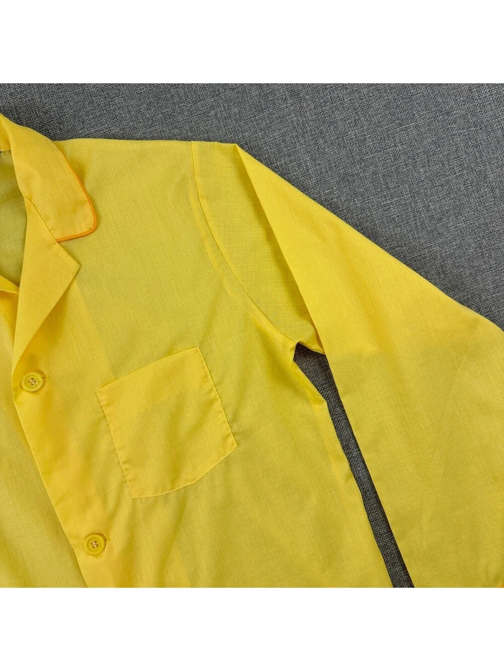 Vintage 70s Sears The Men’s Store Perma Prest Yellow Pajama Shirt Size S 34/36